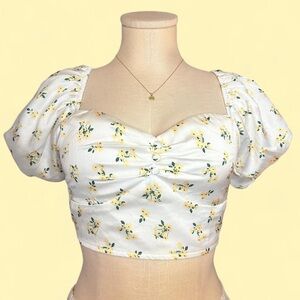 Princess Polly Cropped Floral Puff Sleeve Blouse Woman’s US Size 6